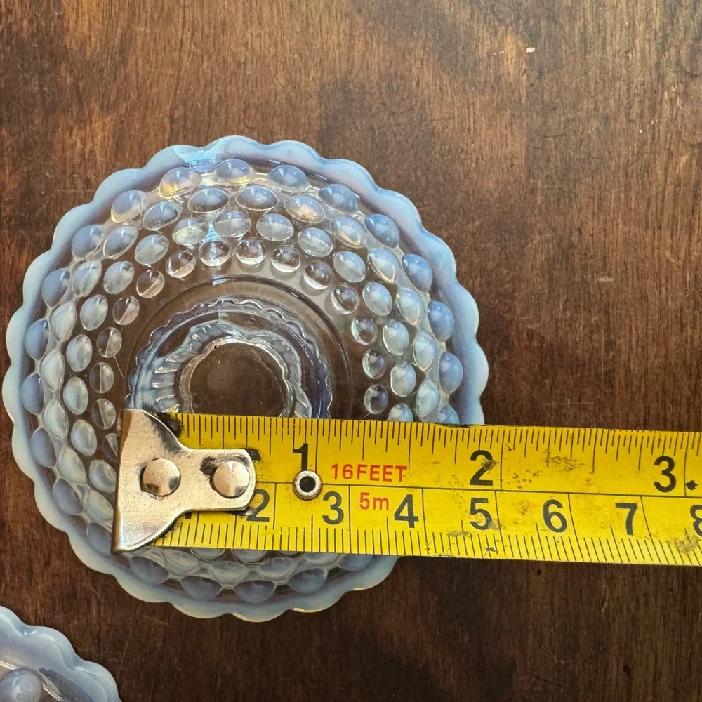 Pair (2) Vintage Opalescent Hobnail Candle Holders Clear‎ Glass Candlestick